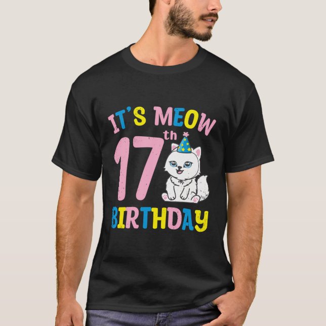 Cute Cat Lover 17Th Birthday Cats Owner Pet Animal T-Shirt (Front)