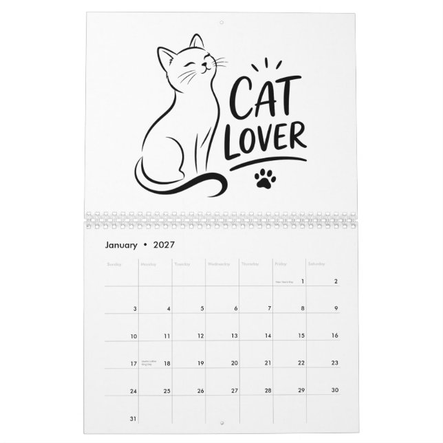 Cute Cat Lover 2027 Wall Calendar  (Jan 2027)