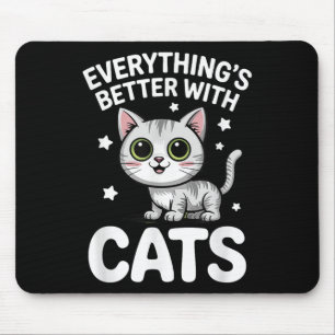 Cute Cat Lover Adults Or Kids Boys Girls Cats  Mouse Mat