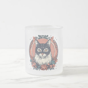cute cat lover art design buy now  frosted glass coffee mug