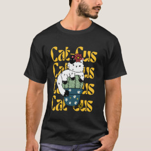 Cute Cat Lover Cactus Plant Lover Funny Cat Mum T-Shirt