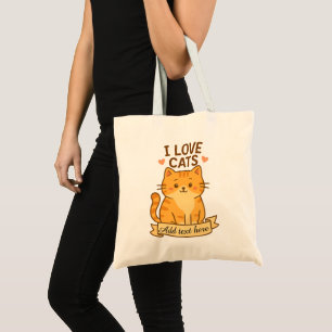 Cute Cat Lover Design – Editable Text Area Tote Bag