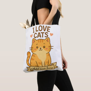 Cute Cat Lover Design – Editable Text Area Tote Bag
