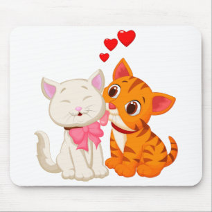 Cute Cat Lover Gift Funny Cartoon Kitten Mouse Mat
