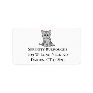 Cute Cat Lover Grey Tabby Tiger Kitten Kitty Mum Label