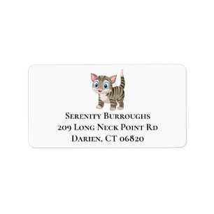 Cute Cat Lover Grey Tabby Tiger Kitten Kitty Mum Label