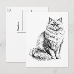 Cute Cat Lover Illustration  Hello, Miss You, Love Postcard