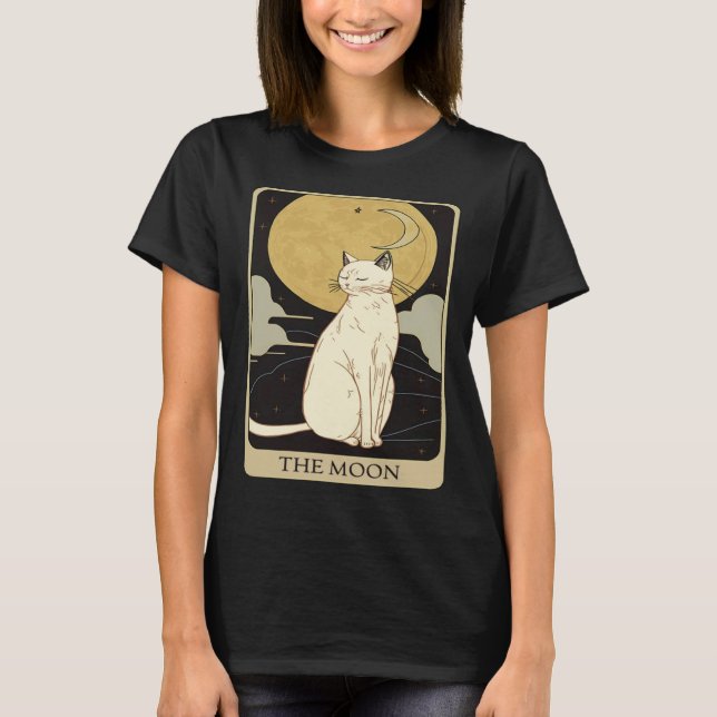 Cute Cat Lover, Moon Tarot Card, Cat Tarot Card, F T-Shirt (Front)