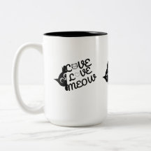 Cute Cat Lover Mug, Love Meow Black Cat Coffee Cup