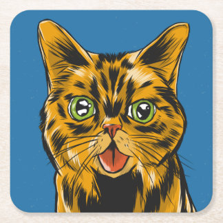 Cute Cat Lover Orange Kitty Tabby Kitten Feline Square Paper Coaster