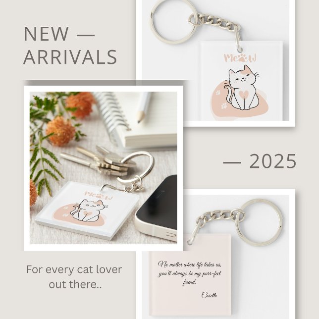 Cute Cat Lover Personalised Keychain with Message (Creator Uploaded)