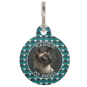 Cute Cat Lover Present Chevron Motif Pet Tag