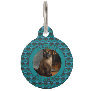 Cute Cat Lover Present Chevron Symmetry Pet Tag