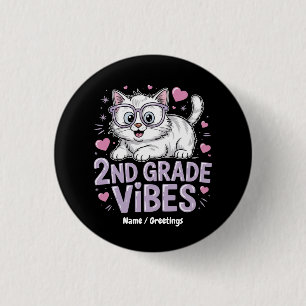 Cute Cat Lover Second Grade Vibes Back To School K 3 Cm Round Badge