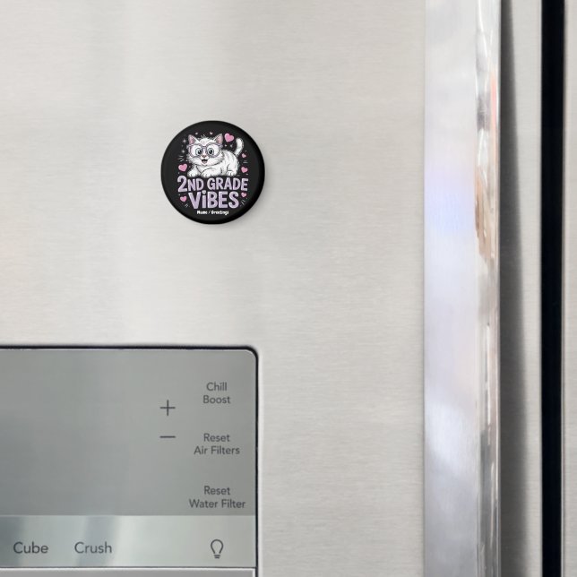 Cute Cat Lover Second Grade Vibes Back To School K Magnet (In Situ (Fridge))