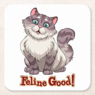 Cute Cat Lover Tiger Grey Kitty Feline Good Kitten Square Paper Coaster