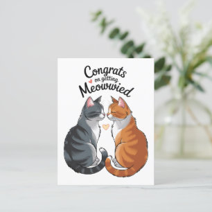 Cute Cat Lover Wedding Congratulations Engagement  Postcard