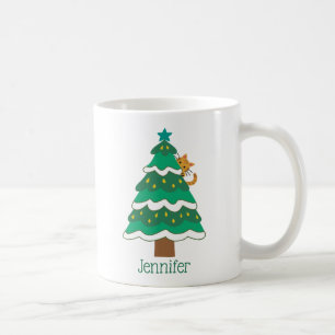 Cute cat lovers christmas tree personalized  coffee mug