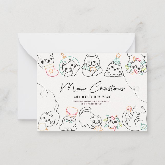 Cute Cat Lovers Holidays Personalised Christmas  Card (Front)