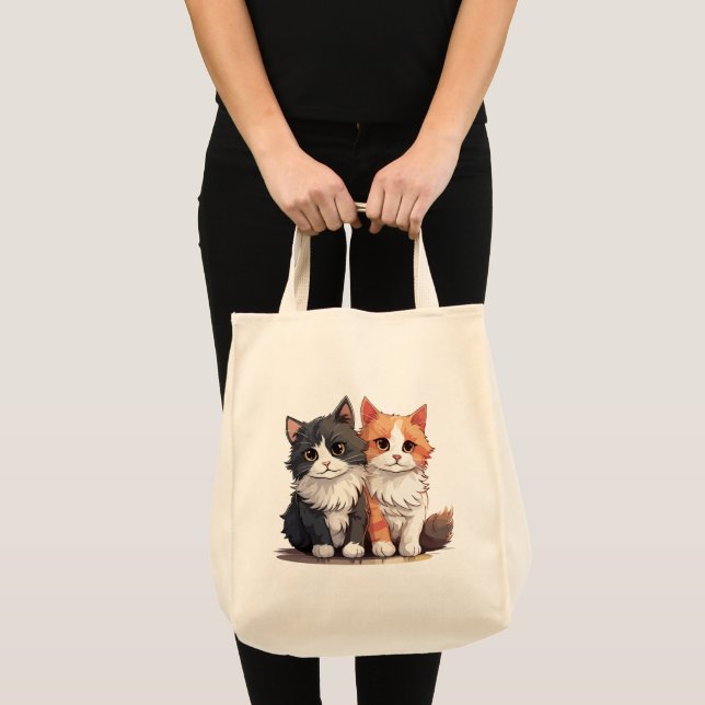Cute Cat Lover's Natural Tote Bag – Eco-Friendly  (Front (Product))