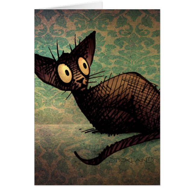 Cute Cat Lovers Oriental Black Cat Art (Front)