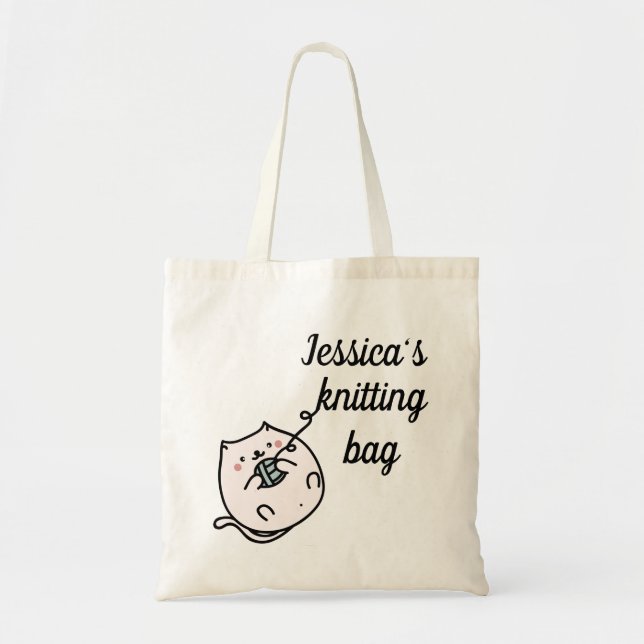 Cute Cat Lovers Personalized Knitting Bag (Front)
