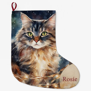 Cute Cat Lovers Pet Cat Christmas Large Christmas Stocking