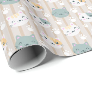 cute cat lovers tiled party wrapping paper