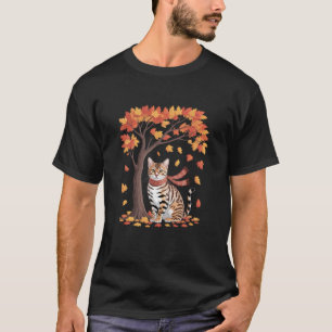 Cute Cat Maple Tree Fall Autumn Thanksgiving Swea T-Shirt