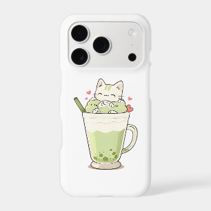 Cute Cat Matcha Boba Drink Kawaii Design