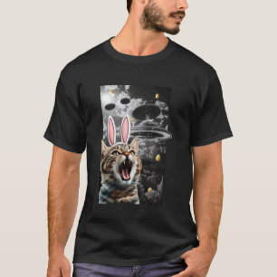 Cute Cat Meme Easter Bunny Alien UFO Funny Science T-Shirt