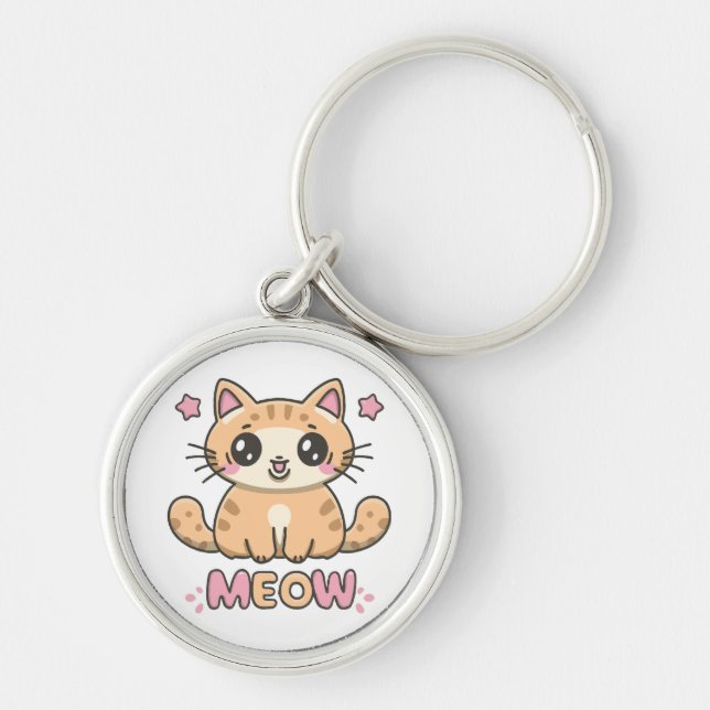 cute cat meow key ring (Front)