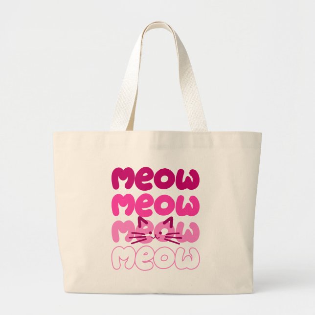 Cute cat meow large tote bag (Front)