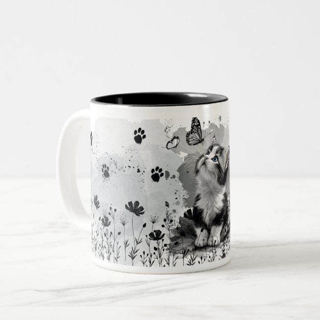 Cute Cat Meow Mug | Adorable Cat Lover (Front Left)