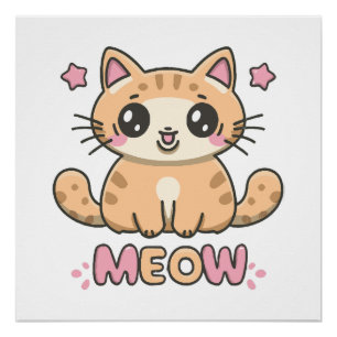 cute cat meow poster