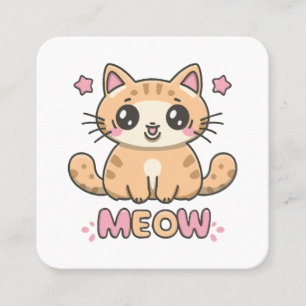 cute cat meow square business card