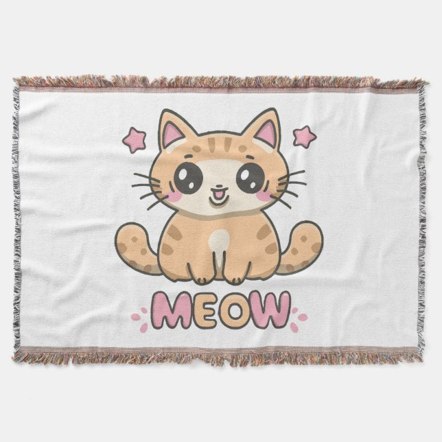 cute cat meow throw blanket (Front)