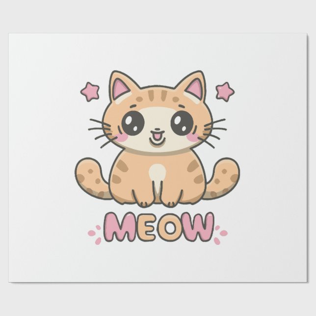 cute cat meow wrapping paper (Flat)