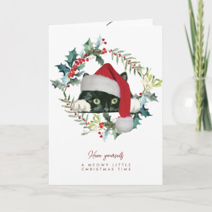Cute Cat Meowy Christmas holiday card