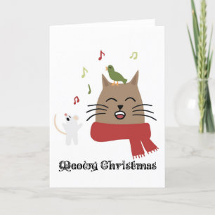 Cute Cat Meowy Christmas Holiday Card