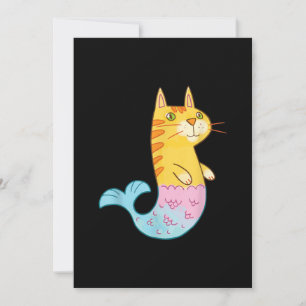 Cute Cat Mermaid Fish Swimming In Sea Gift Holiday Card