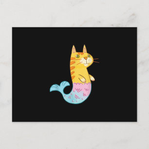 Cute Cat Mermaid Fish Swimming In Sea Gift Postcard