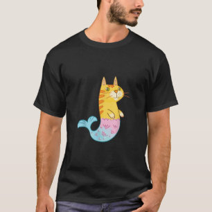 Cute Cat Mermaid Fish Swimming In Sea Gift T-Shirt