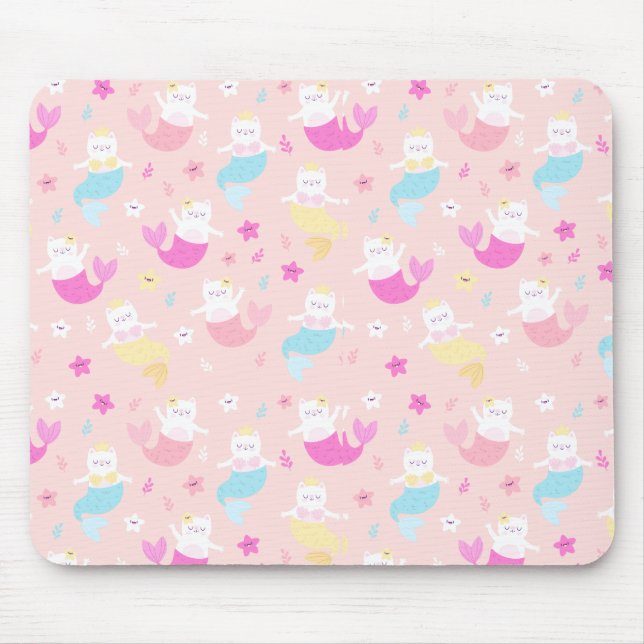 Cute Cat Mermaid Pattern Mouse Mat (Front)