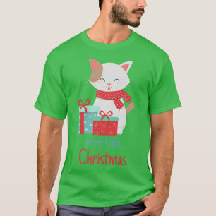 Cute Cat Merry Fluffy Christmas Kitten Happy Holid T-Shirt