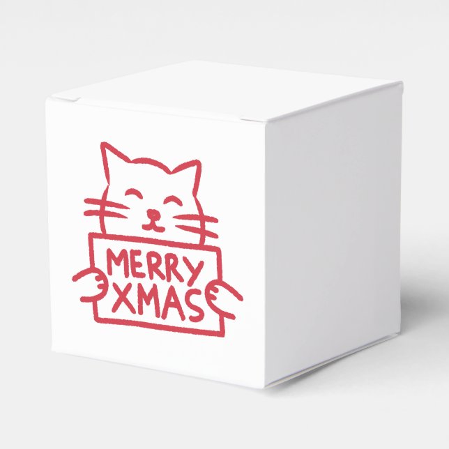 Cute Cat Merry Xmas Favor Box (Front Side)