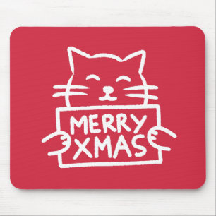 Cute Cat Merry Xmas Mouse Mat