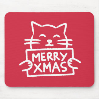Cute Cat Merry Xmas Mouse Mat