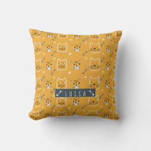 Cute Cat Modern Pattern Personalised Cushion