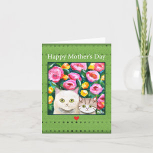 Cute Cat mom and kitten happy Cat lover mother day Card